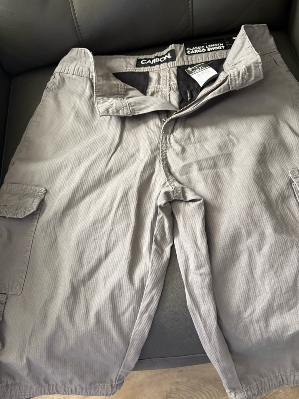 Carbon Men's Light Gray Cargo Shorts with Side Pockets